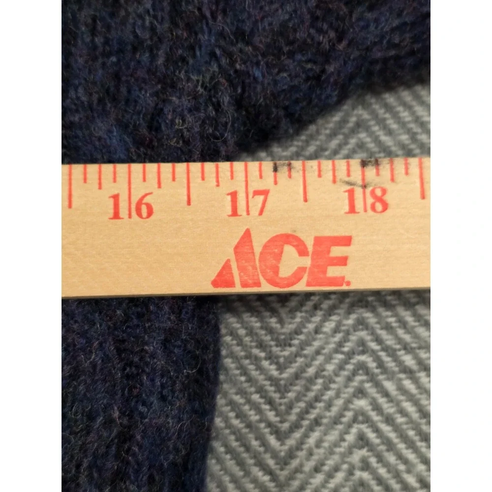 Alps Merrimac Valley Mens Navy Blue Cable Knit Wool Sweater Red Deer Head Size M